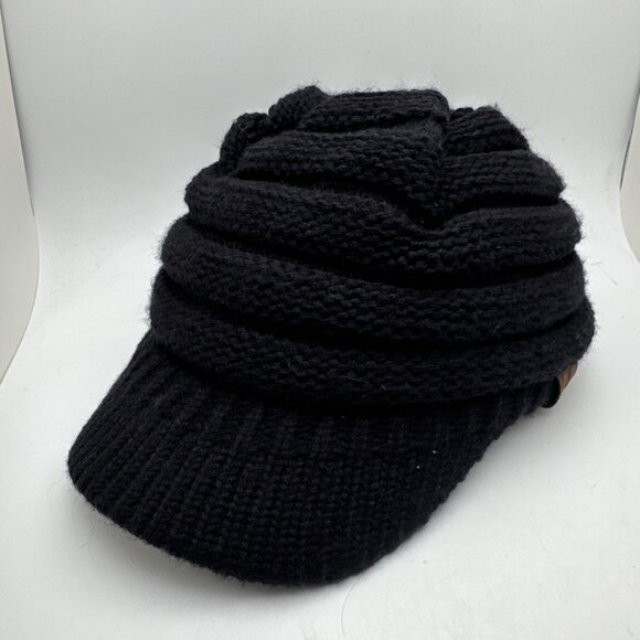 C.C. Exclusive Soft Knit Newsboy Hat Black Stretchy Beanie Mod Retro Winter - Picture 1 of 4